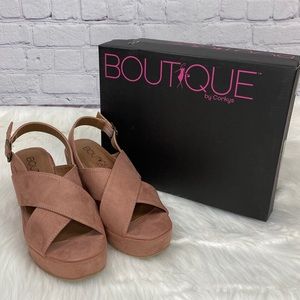 Boutique by Corkys LENOX Blush Wedge Sandals NIB